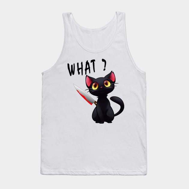 cut black cat with bloody knife Tank Top by salah_698